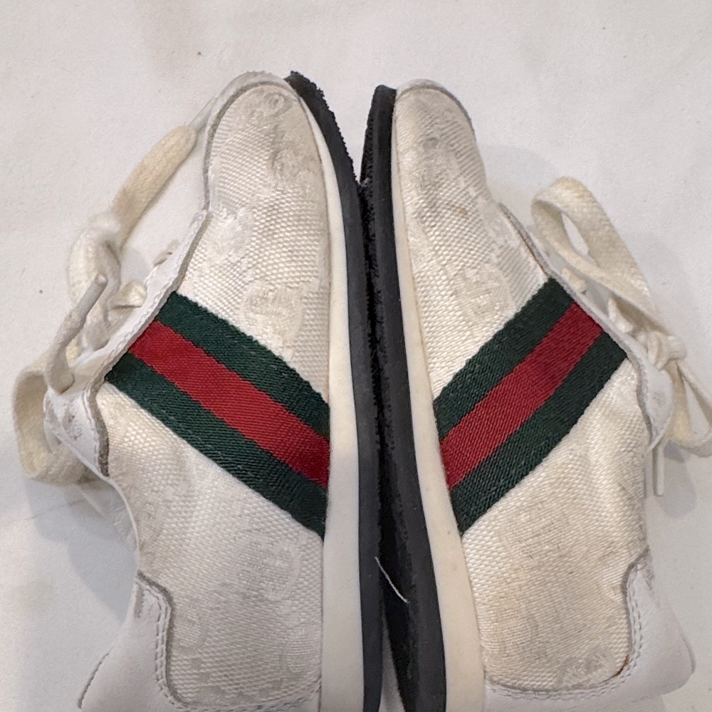Authentic Toddler White Sneakers with Red and Green Stripes - Picture 7 of 14
